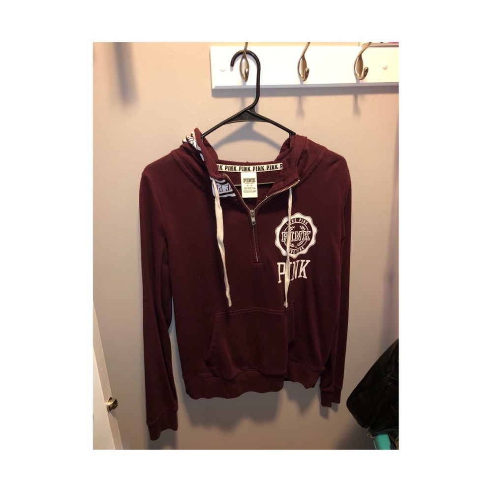 VS PINK burgundy half zip hoodie